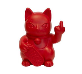 Blogo Design - Beeld Lucky Cat Fuck You Rood 23x27cm Blogo Design - Beeld Lucky Cat Fuck You Rood 23x27cm