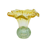 Melting Pot - Kandelaar-Waxinehouder Bloem Geel-Groen Glas 13x12cm Melting Pot - Kandelaar-Waxinehouder Bloem Geel-Groen Glas 13x12cm