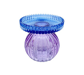Melting Pot - Kandelaar Bol Blauw-Lila Glas 10x9cm voor blokkaars Melting Pot - Kandelaar Bol Blauw-Lila Glas 10x9cm voor blokkaars