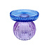 Kandelaar Bol Blauw-Lila Glas 10x9cm voor blokkaars