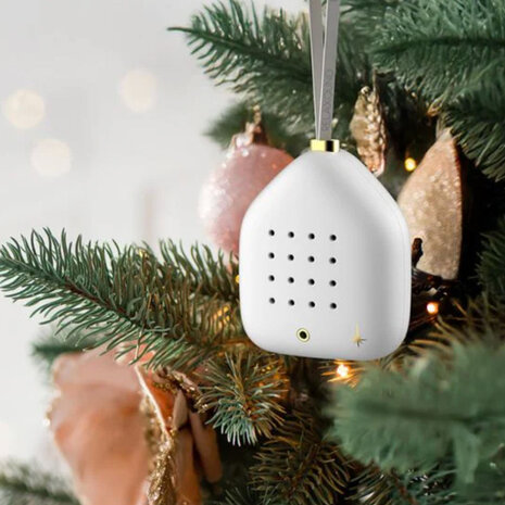 Zwitscherbox - Kerstbal Jingle Bells met Kerstgeluiden Wit 6x7cm met hanger