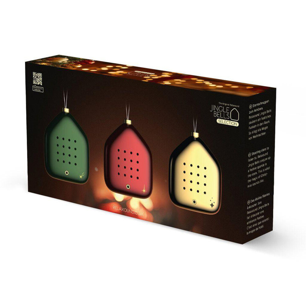 Zwitscherbox - Kerstballen Set Jingle Bells met Kerstgeluiden Groen Rood Goud 6x7cm