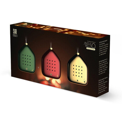 Zwitscherbox - Kerstballen Set Jingle Bells met Kerstgeluiden Groen Rood Goud 6x7cm