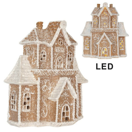 Melting Pot - Kerst Huisje met LED-Verlichting Peperkoek Multicolor 16x25cm