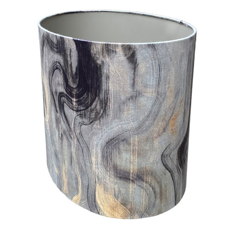 Colmore - Lampenkap Ovaal Streken Zilver op Taupe 50x33x35cm Colmore - Lampenkap Ovaal Streken Zilver op Taupe 50x33x35cm