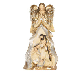Melting Pot - Beeld Kerst Engel met Kribbe Beige Goud 16x31cm Melting Pot - Beeld Kerst Engel met Kribbe Beige Goud 16x31cm