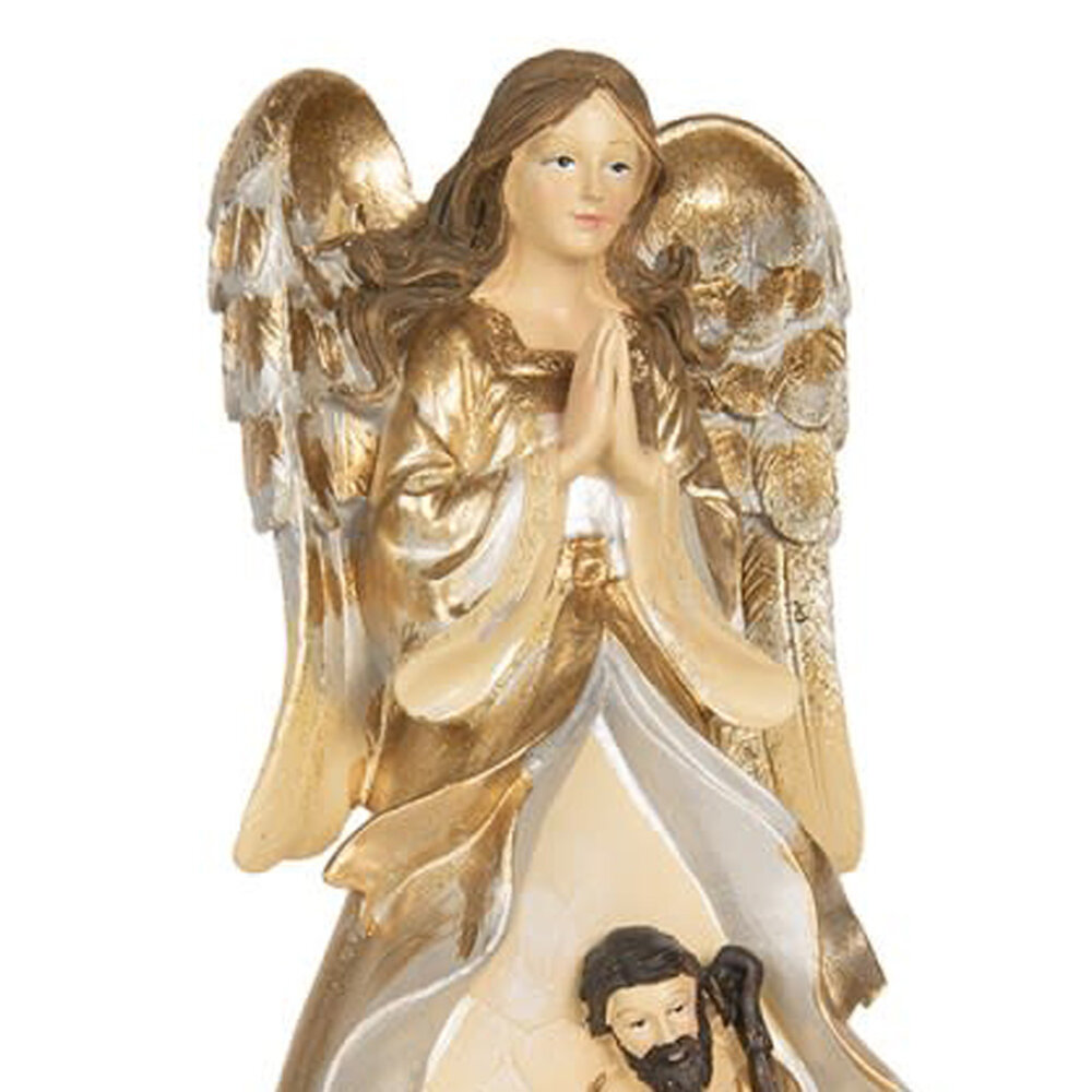 Melting Pot - Beeld Kerst Engel met Kribbe Beige Goud 16x31cm