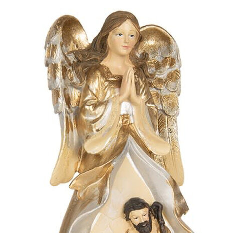 Melting Pot - Beeld Kerst Engel met Kribbe Beige Goud 16x31cm