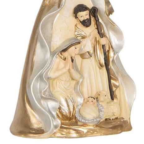 Melting Pot - Beeld Kerst Engel met Kribbe Beige Goud 16x31cm