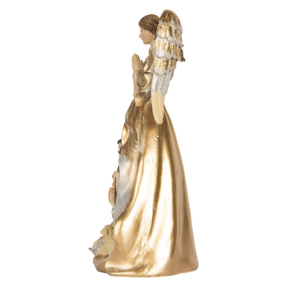 Melting Pot - Beeld Kerst Engel met Kribbe Beige Goud 16x31cm