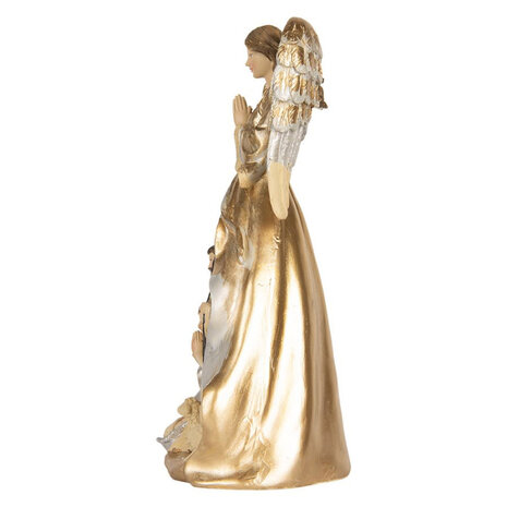 Melting Pot - Beeld Kerst Engel met Kribbe Beige Goud 16x31cm