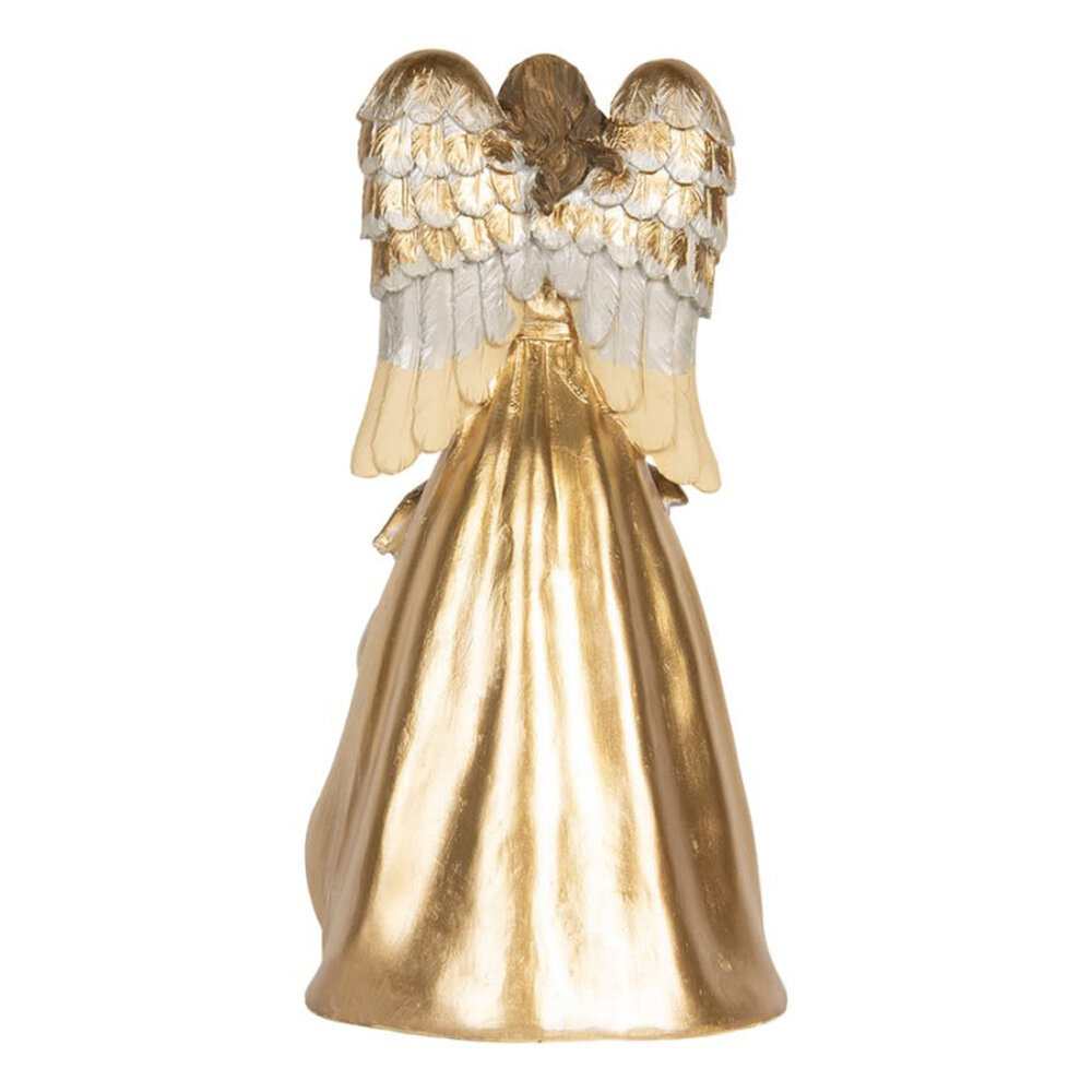 Melting Pot - Beeld Kerst Engel met Kribbe Beige Goud 16x31cm
