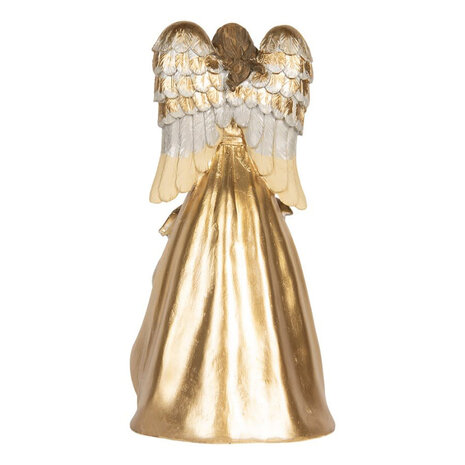 Melting Pot - Beeld Kerst Engel met Kribbe Beige Goud 16x31cm