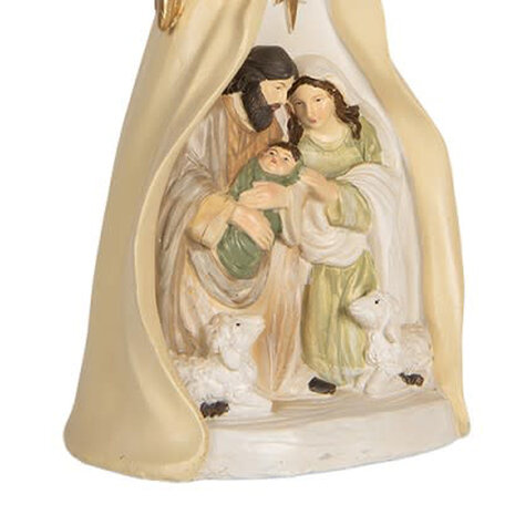 Melting Pot - Beeld Kerst Engel met Kribbe Beige Groen Goud 16x31cm