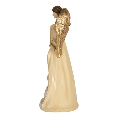 Melting Pot - Beeld Kerst Engel met Kribbe Beige Groen Goud 16x31cm