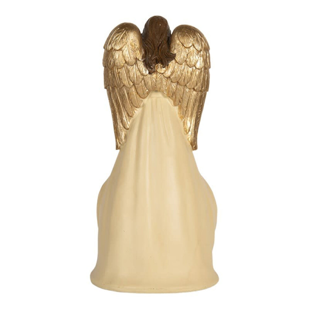 Melting Pot - Beeld Kerst Engel met Kribbe Beige Groen Goud 16x31cm