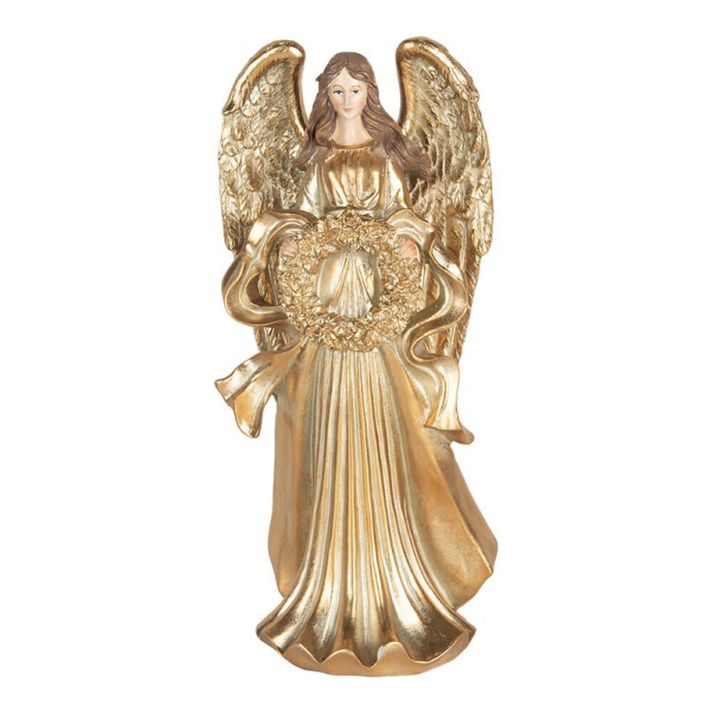 Melting Pot - Beeld Kerst Engel met Krans Goud 16x35cm
