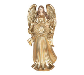 Melting Pot - Beeld Kerst Engel met Krans Goud 16x35cm Melting Pot - Beeld Kerst Engel met Krans Goud 16x35cm