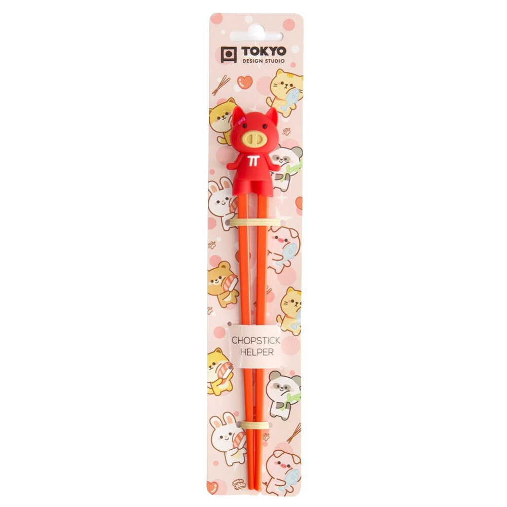 Tokyo Design Studio - Kinder Eetstokjes met Varkentje Rood 22cm