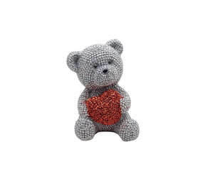Melting Pot - Beeldje Teddy Beertje met Hartje Zilver Glitter 6x10cm Melting Pot - Beeldje Teddy Beertje met Hartje Zilver Glitter 6x10cm