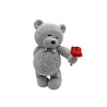 Melting Pot - Beeldje Teddy Beertje met Roos Zilver Glitter 10x13cm Melting Pot - Beeldje Teddy Beertje met Roos Zilver Glitter 10x13cm