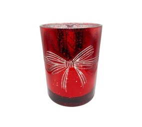 Melting Pot - Waxinehouder Kerst Strik Rood Transparant Glas 9x12cm Melting Pot - Waxinehouder Kerst Strik Rood Transparant Glas 9x12cm