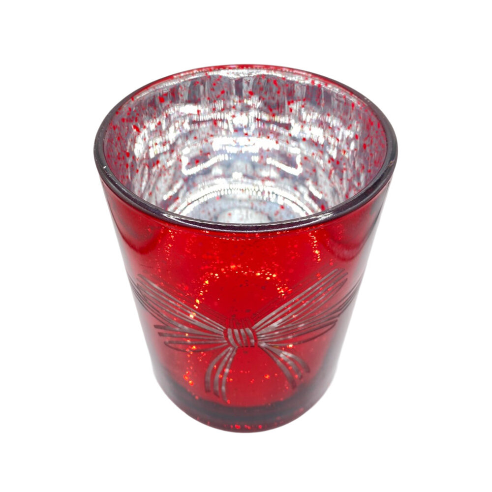 Melting Pot - Waxinehouder Kerst Strik Rood Transparant Glas 9x12cm Melting Pot - Waxinehouder Kerst Strik Rood Transparant Glas 9x12cm