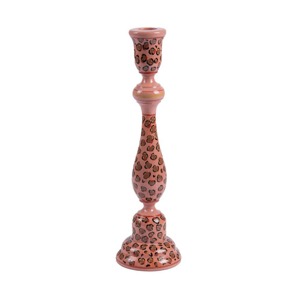 Imbarro - Kandelaar Flori Roze Hout 6x30cm handbeschilderd Imbarro - Kandelaar Flori Roze Hout 6x30cm handbeschilderd