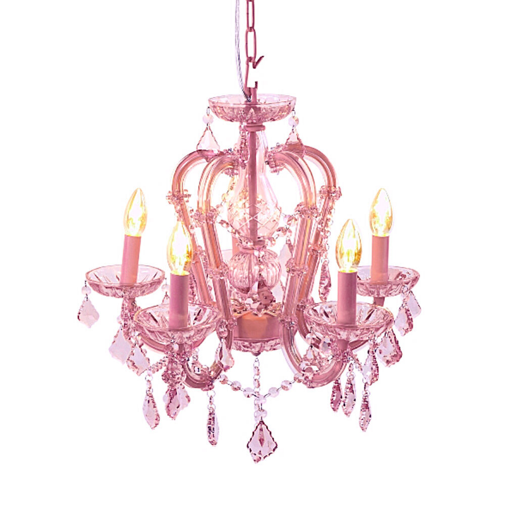 Werns - Kroonluchter Licht Roze Glas 48x54cm met 5 lampen
