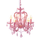 Werns - Lamp Kroonluchter Licht Roze Glas 48x54cm met 5 lampen Werns - Lamp Kroonluchter Licht Roze Glas 48x54cm met 5 lampen