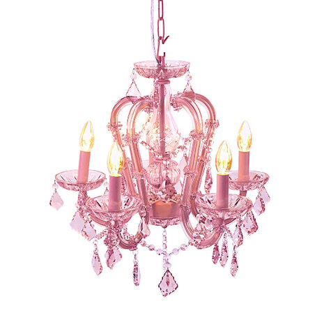 Werns - Kroonluchter Licht Roze Glas 48x54cm met 5 lampen