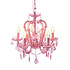 Lamp Kroonluchter Licht Roze Glas 48x54cm met 5 lampen