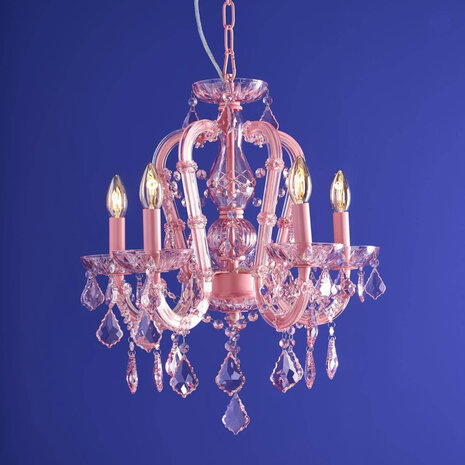 Werns - Kroonluchter Licht Roze Glas 48x54cm met 5 lampen