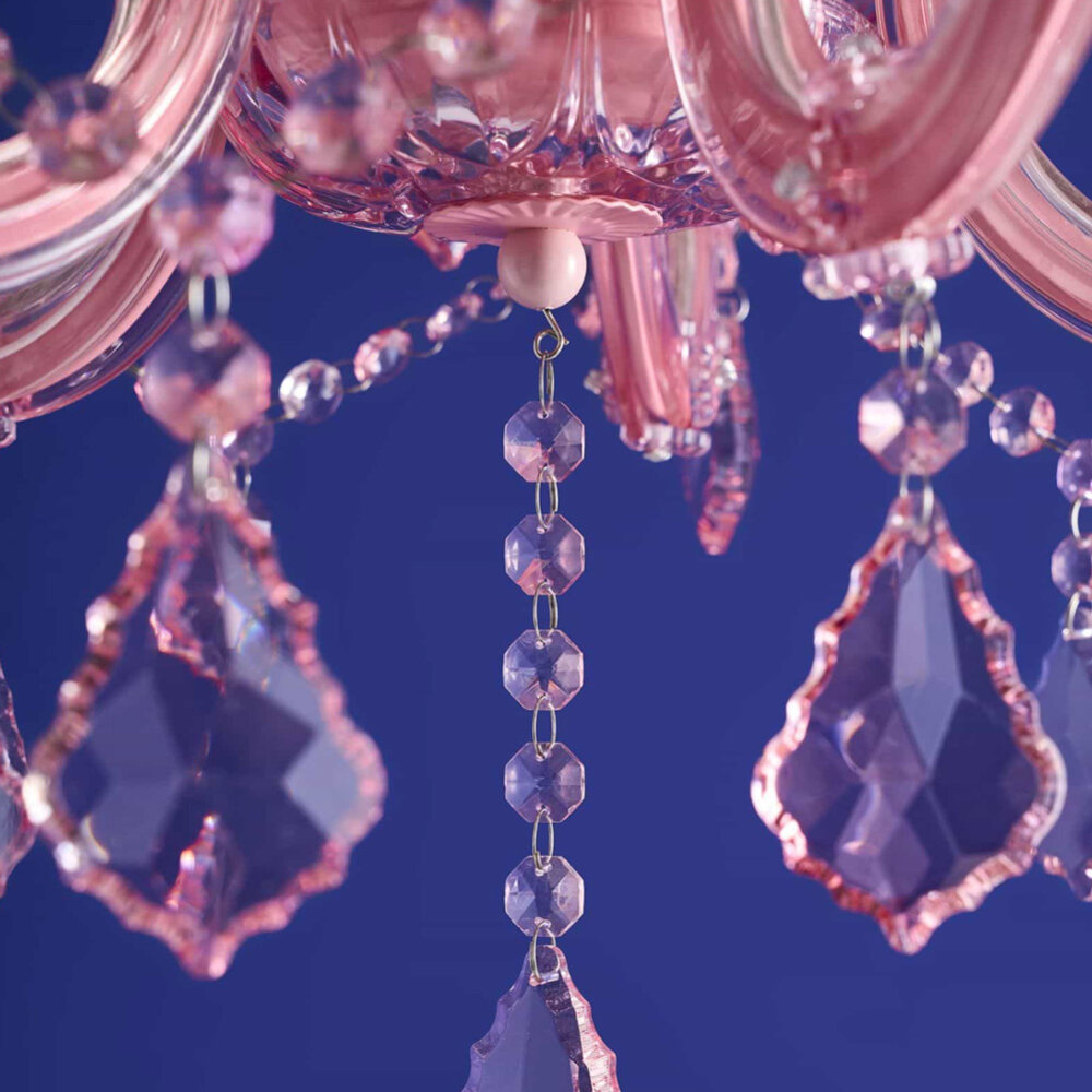 Werns - Lamp Kroonluchter Licht Roze Glas 48x54cm met 5 lampen Werns - Lamp Kroonluchter Licht Roze Glas 48x54cm met 5 lampen