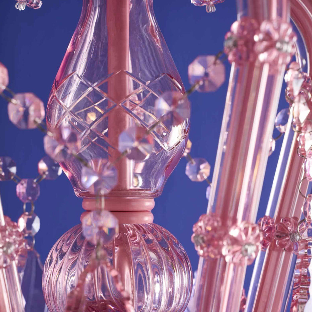 Werns - Lamp Kroonluchter Licht Roze Glas 48x54cm met 5 lampen Werns - Lamp Kroonluchter Licht Roze Glas 48x54cm met 5 lampen