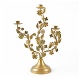 Imbarro - Kandelaar Maria Antiek Goud Metaal 32x42cm met 3 houders Imbarro - Kandelaar Maria Antiek Goud Metaal 32x42cm met 3 houders