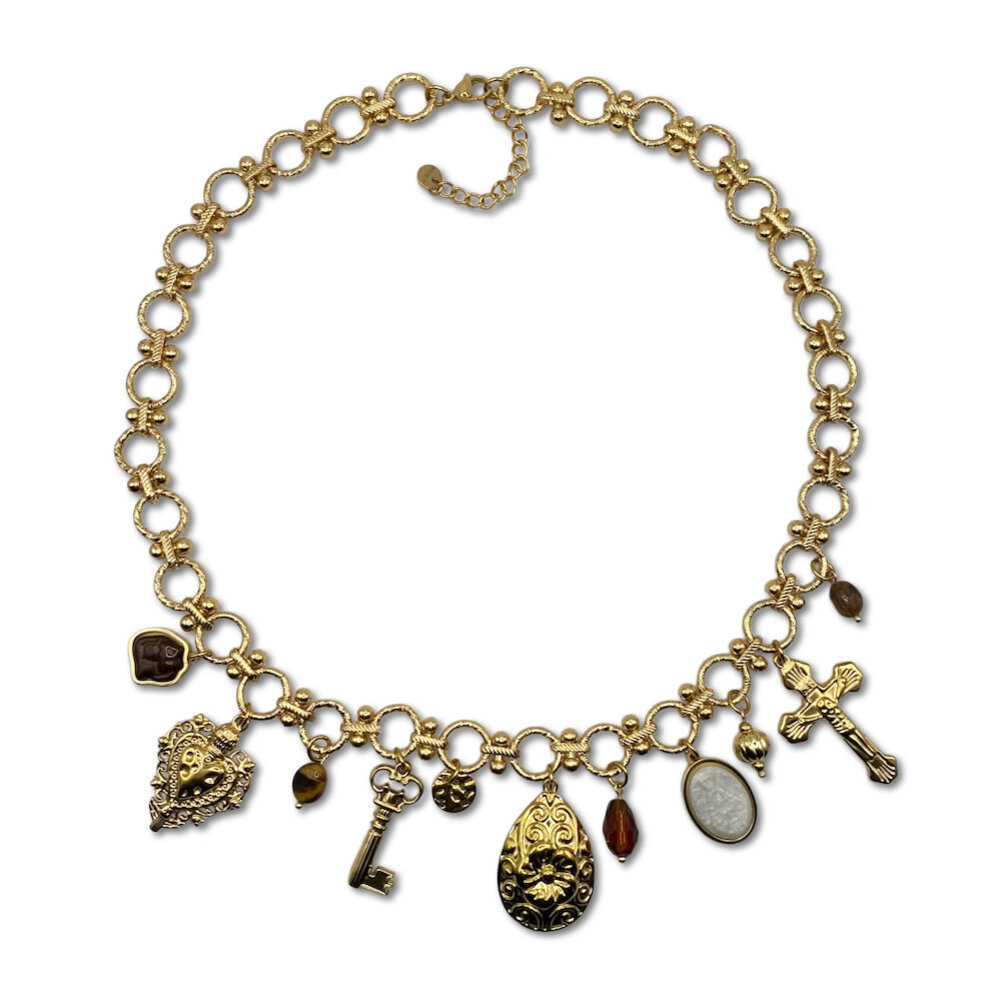 Melting Pot Exclusive - Ketting Yvi met Bedels Verguld RVS 50cm Melting Pot Exclusive - Ketting Yvi met Bedels Verguld RVS 50cm