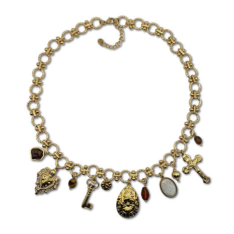 Melting Pot Exclusive - Sieraad Ketting Yvi met Bedels Goud RVS 50cm Melting Pot Exclusive - Sieraad Ketting Yvi met Bedels Goud RVS 50cm