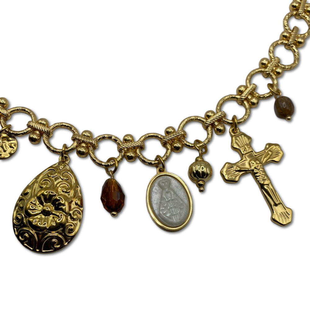 Melting Pot Exclusive - Sieraad Ketting Yvi met Bedels Goud RVS 50cm Melting Pot Exclusive - Sieraad Ketting Yvi met Bedels Goud RVS 50cm