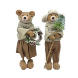 Colmore - Poppen Kerst Beren Bruin Stof  H27cm set van 2