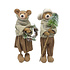 Poppen Kerst Beren Bruin Stof  H27cm set van 2 Poppen Kerst Beren Bruin Stof  H27cm set van 2