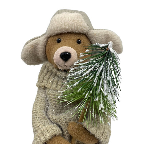 Colmore - Poppen Kerst Beren Bruin Stof  H27cm set van 2