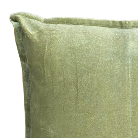 Melting Pot - Sierkussen Olijf Groen Velours 50x50cm met bies Melting Pot - Sierkussen Olijf Groen Velours 50x50cm met bies