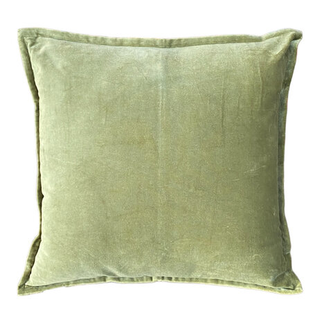 Melting Pot - Sierkussen Olijf Groen Velours 50x50cm met bies Melting Pot - Sierkussen Olijf Groen Velours 50x50cm met bies