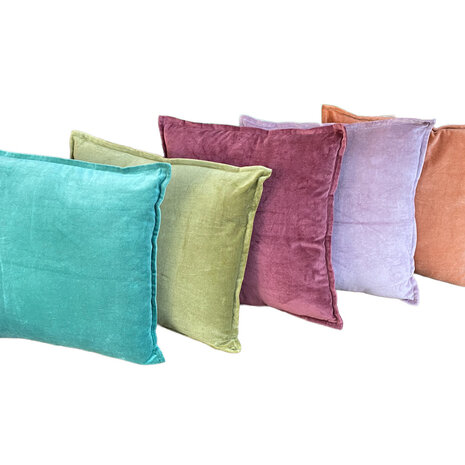 Melting Pot - Sierkussen Aqua Groen Velours 50x50cm met bies Melting Pot - Sierkussen Aqua Groen Velours 50x50cm met bies