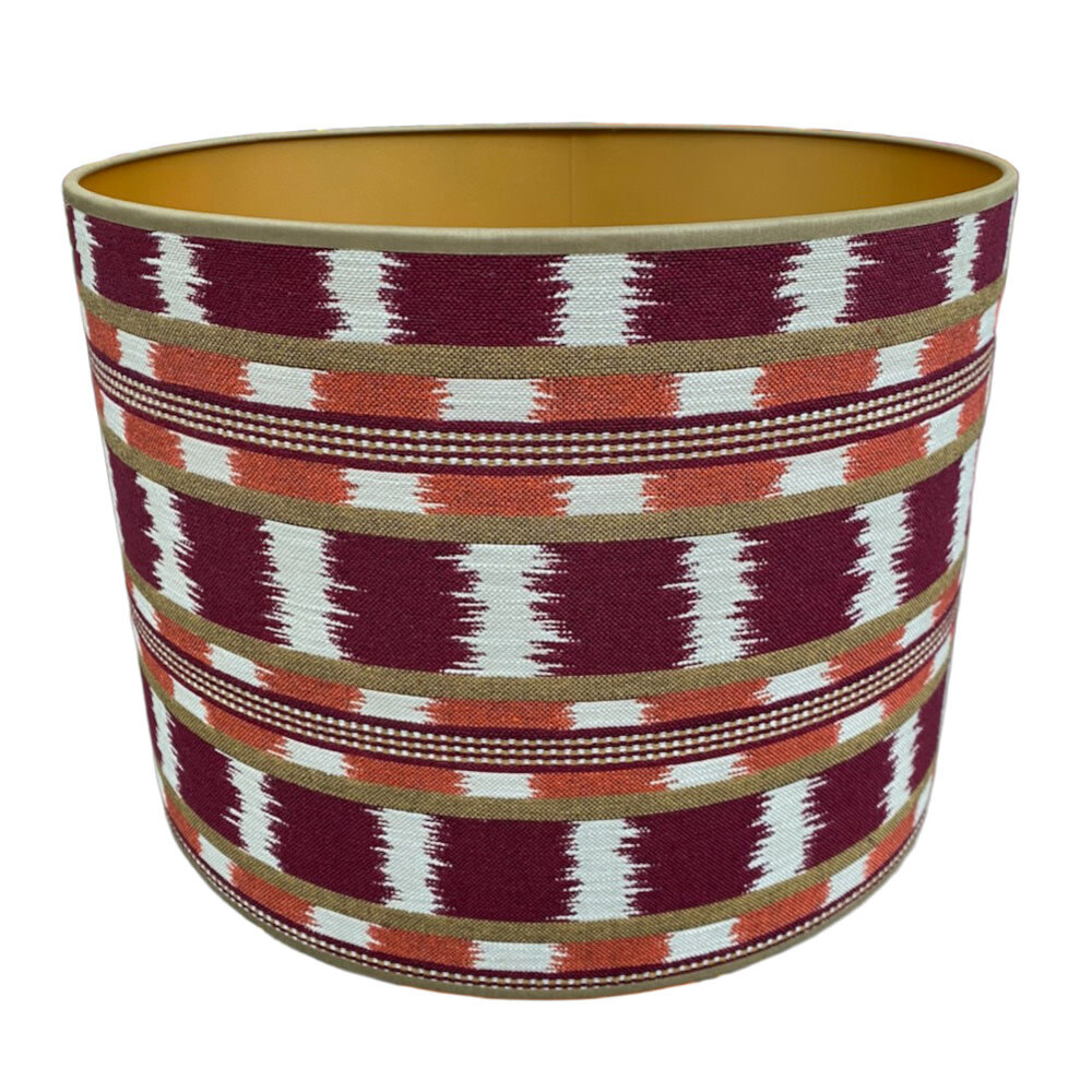 Melting Pot - Lampenkap Frida Bordeaux Oranje 40x30cm met kaki bies Melting Pot - Lampenkap Frida Bordeaux Oranje 40x30cm met kaki bies