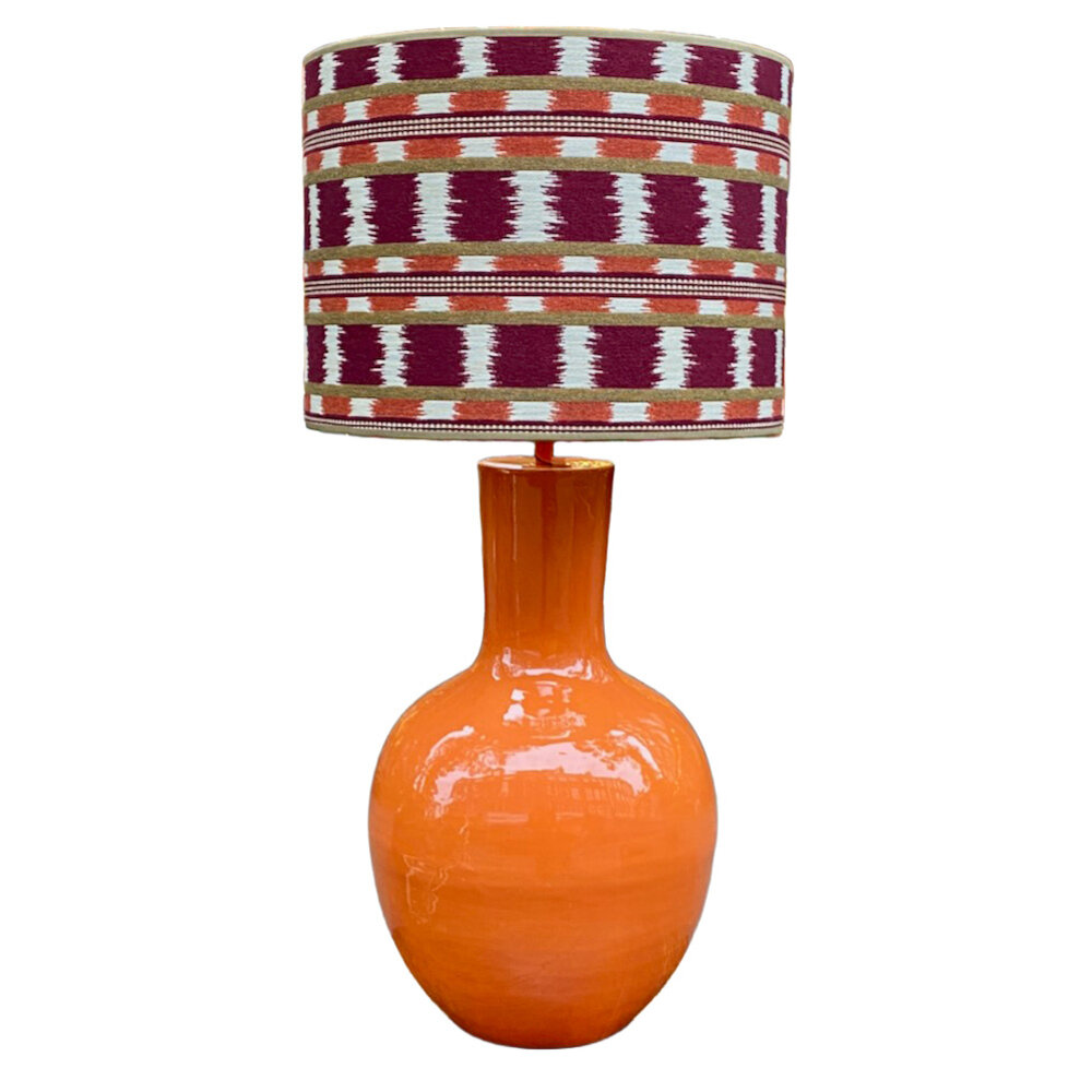 Melting Pot - Lampenkap Frida Bordeaux Oranje 40x30cm met kaki bies Melting Pot - Lampenkap Frida Bordeaux Oranje 40x30cm met kaki bies