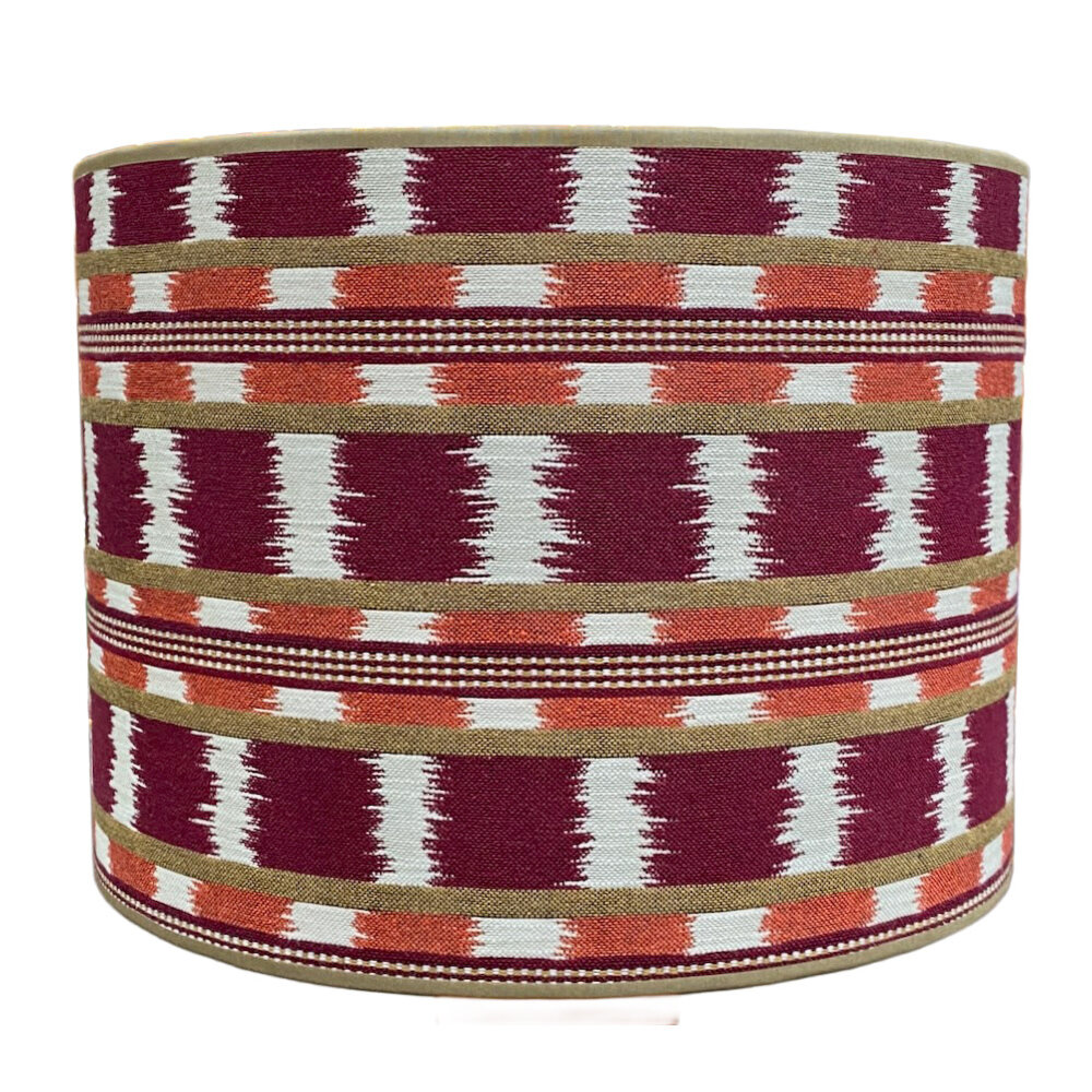 Melting Pot - Lampenkap Frida Bordeaux Oranje 40x30cm met kaki bies Melting Pot - Lampenkap Frida Bordeaux Oranje 40x30cm met kaki bies