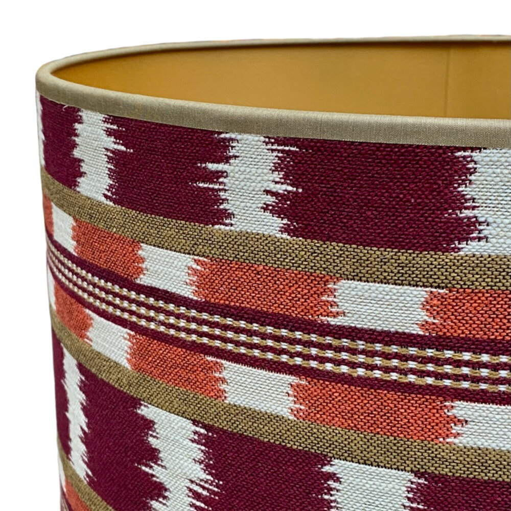 Melting Pot - Lampenkap Frida Bordeaux Oranje 40x30cm met kaki bies Melting Pot - Lampenkap Frida Bordeaux Oranje 40x30cm met kaki bies