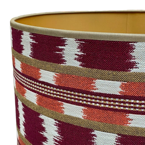 Melting Pot - Lampenkap Frida Bordeaux Oranje 40x30cm met kaki bies Melting Pot - Lampenkap Frida Bordeaux Oranje 40x30cm met kaki bies